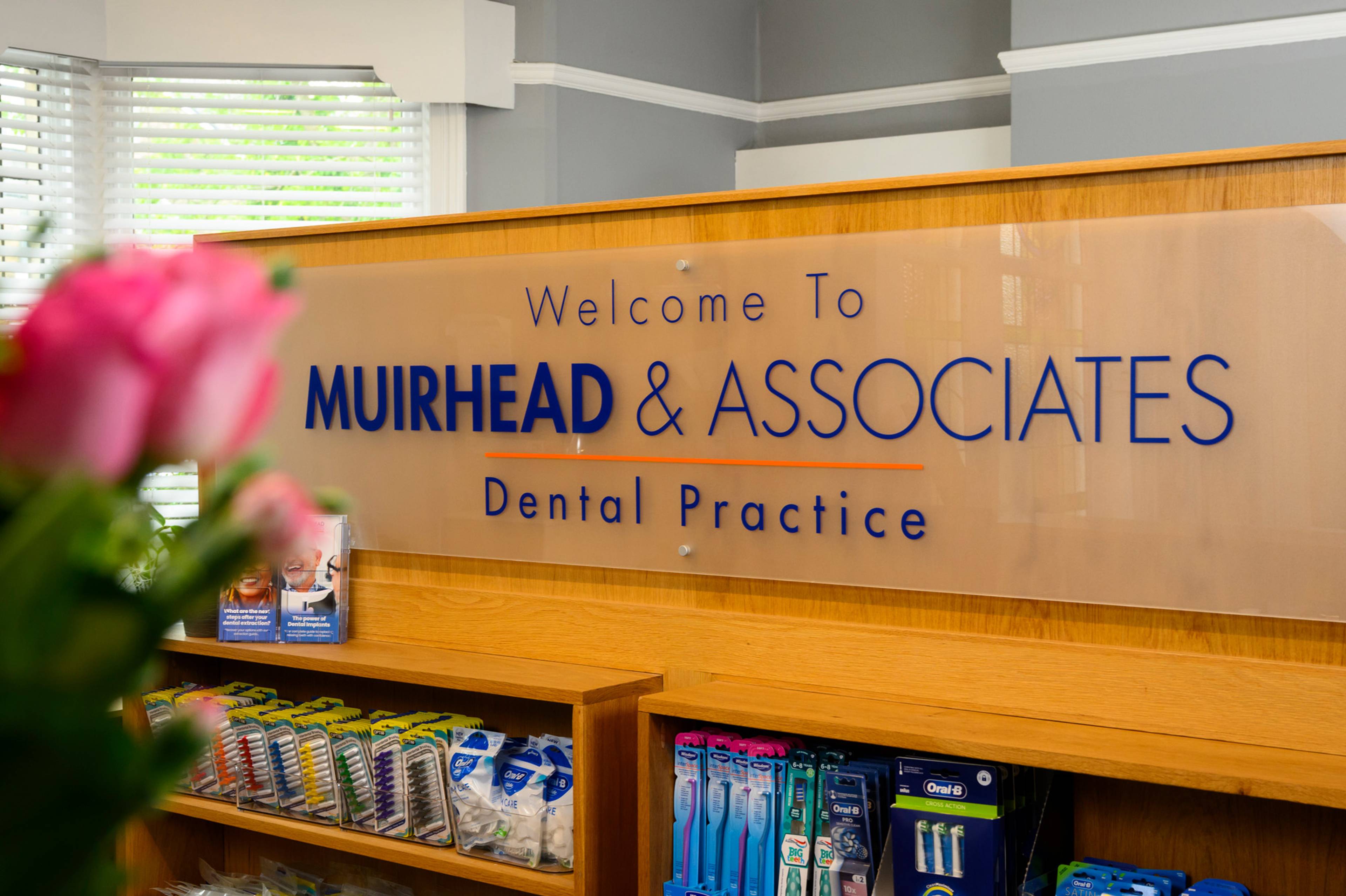 The welcome sign at the front of our practice