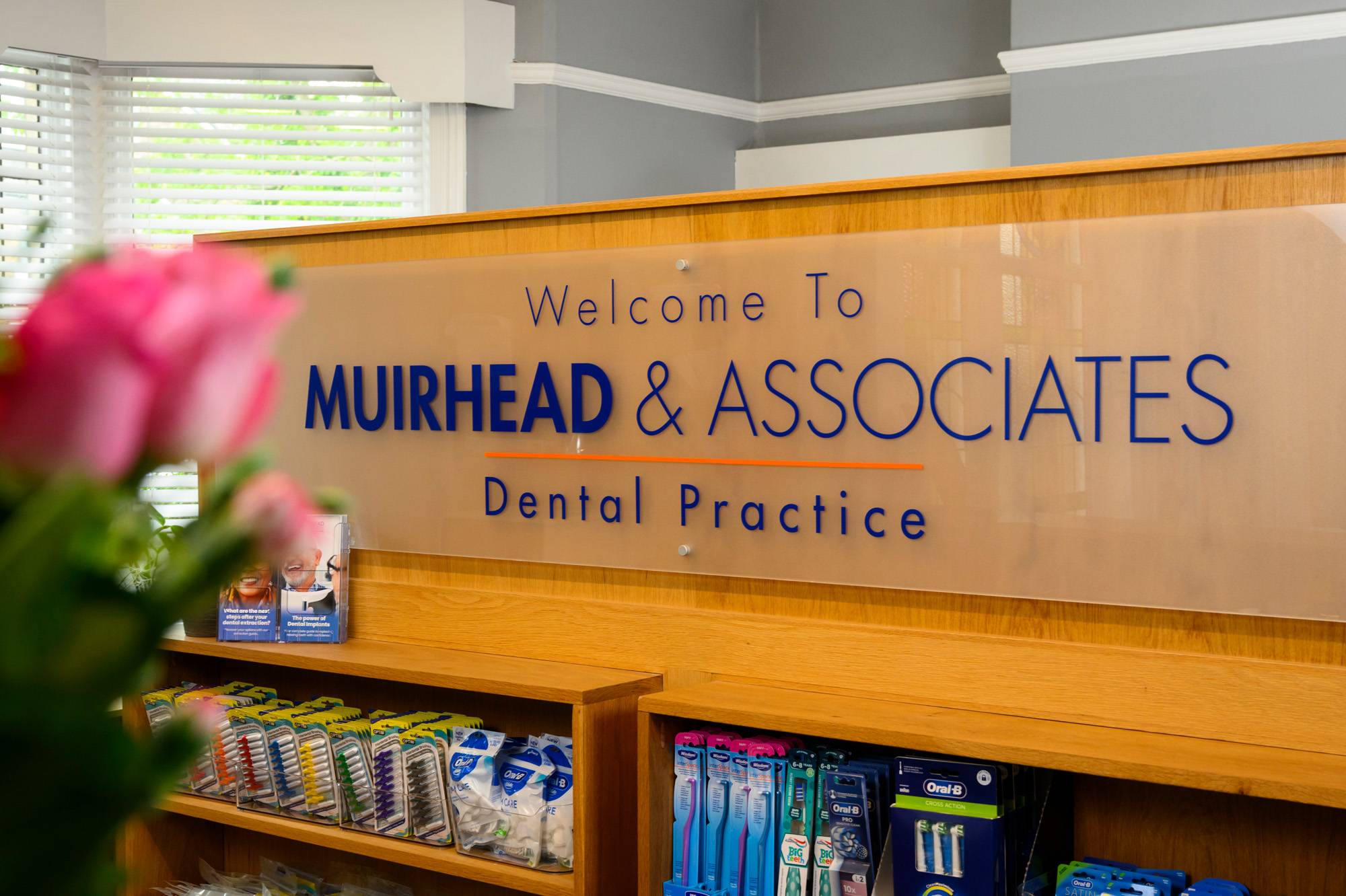 The welcome sign at the front of our practice