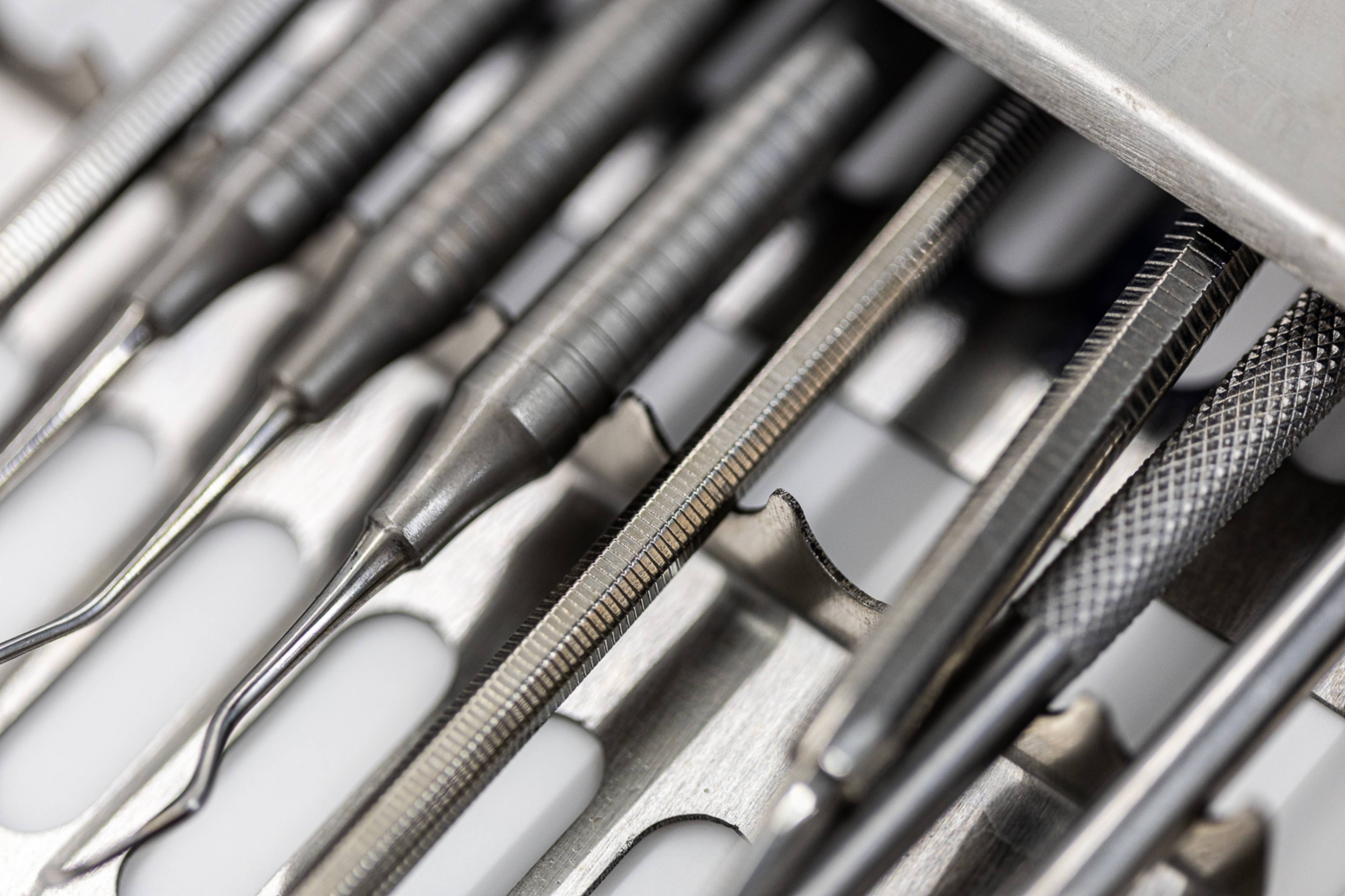 A close up abstract photo of dental tools