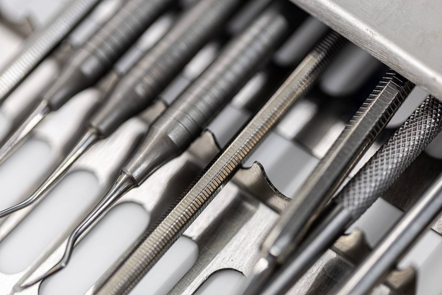 A close up abstract photo of dental tools