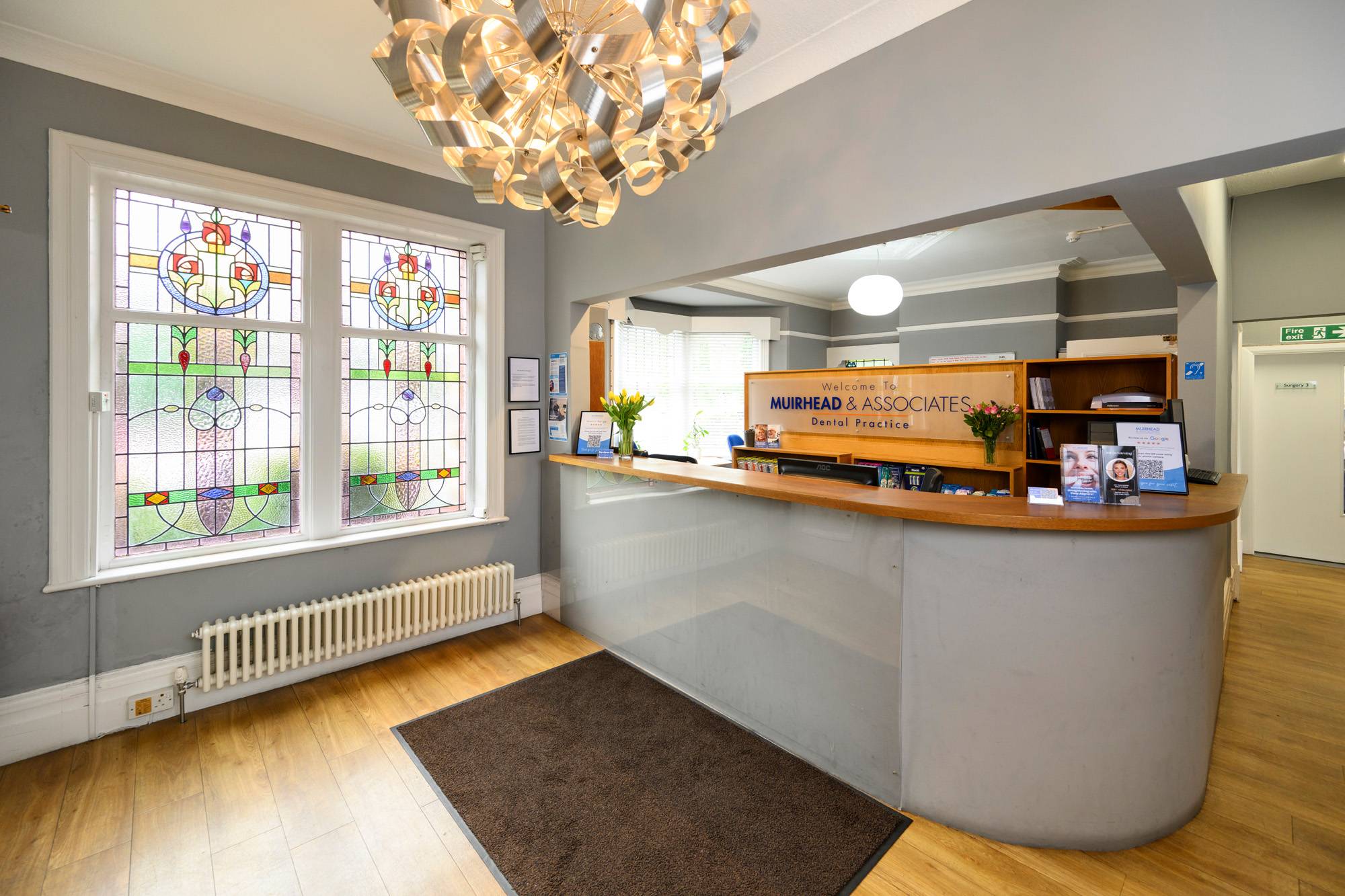 The welcoming reception area at Muirhead & Associates Dental Practice