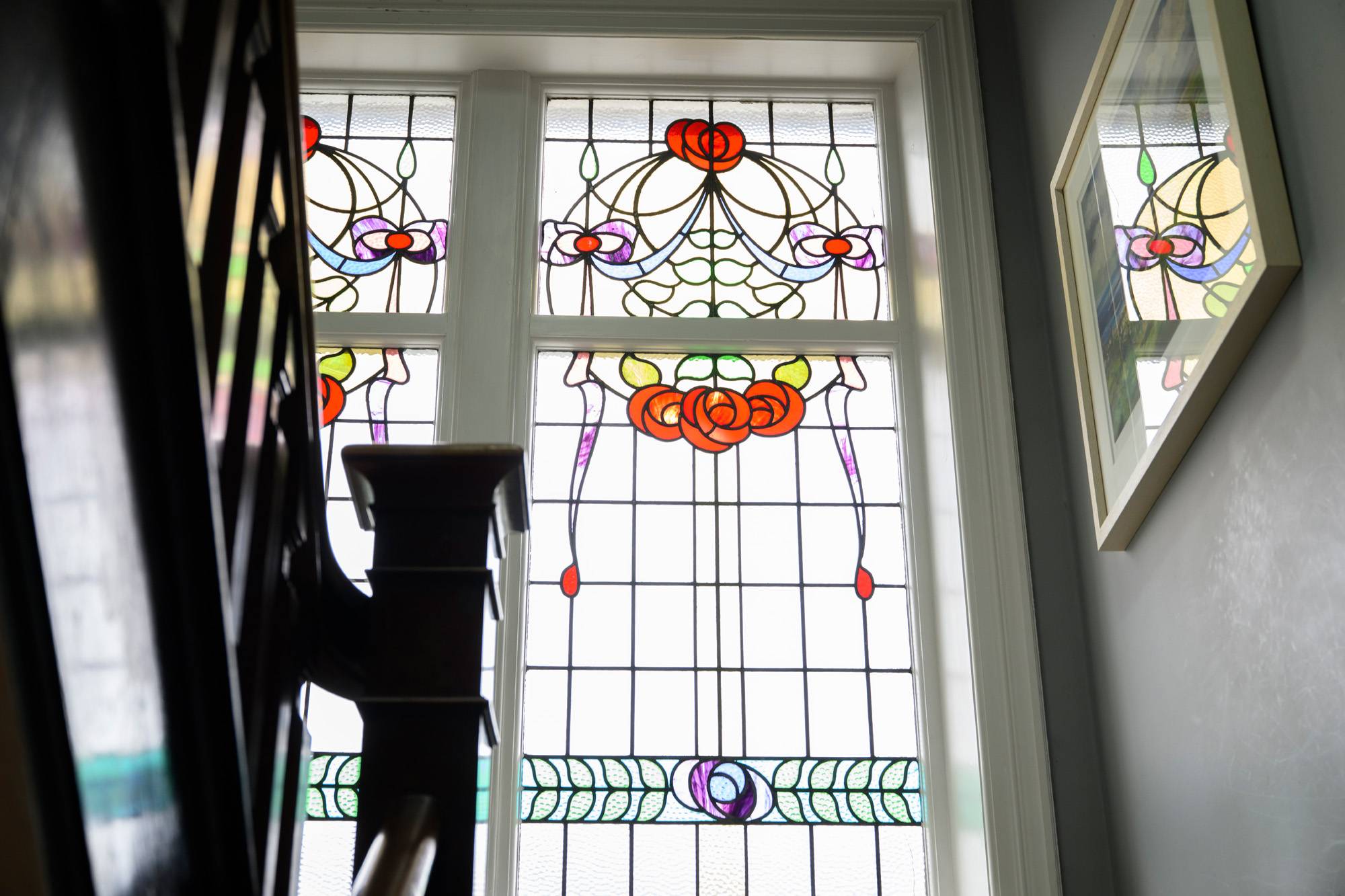 A picture of one of the stained glass windows at our practice