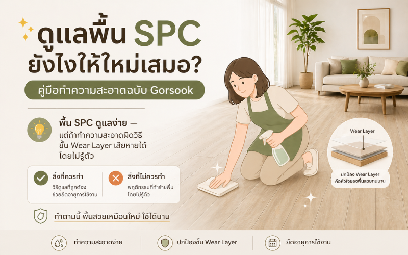 ดูแลพื้น SPC ยังไงให้ใหม่เสมอ? คู่มือทำความสะอาดฉบับ Gorsook