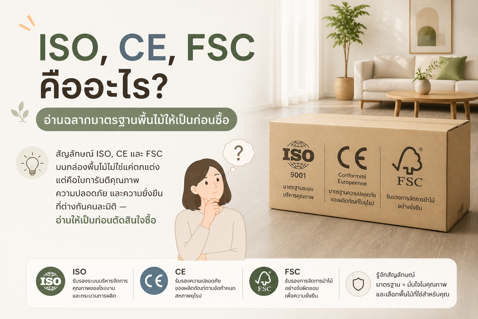 ISO, CE, FSC คืออะไร? อ่านฉลากมาตรฐานพื้นไม้ให้เป็นก่อนซื้อ
