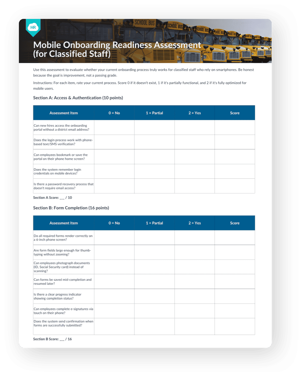 Mobile Onboarding Readiness Assessment (for Classified Staff)