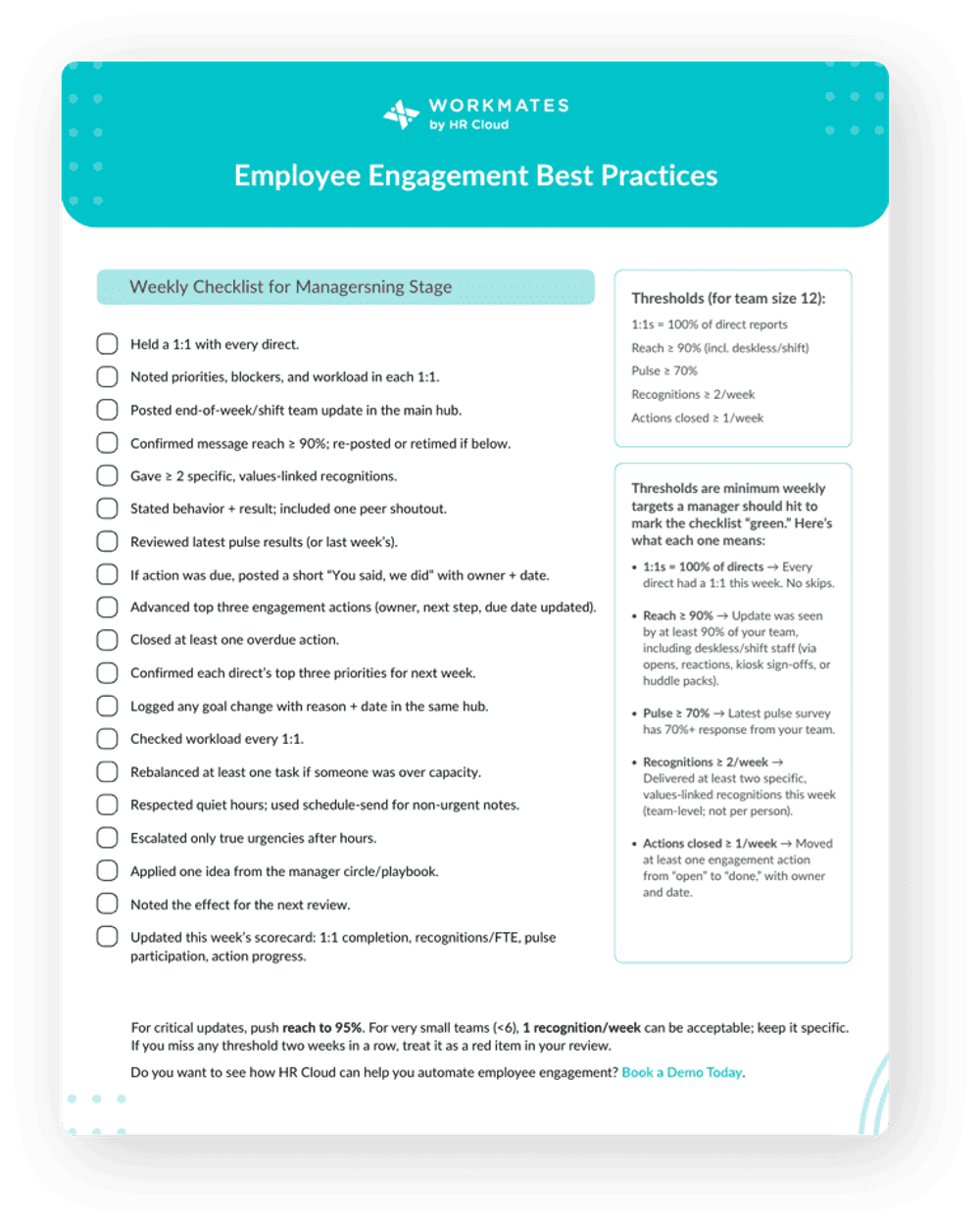 Download the free employee engagement checklist for managers
