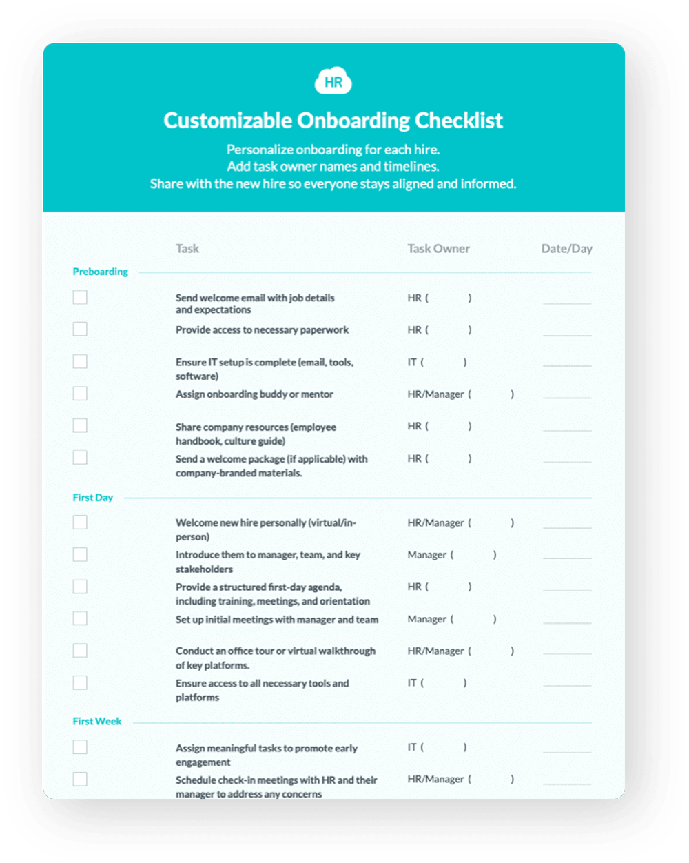 Employee Onboarding Checklist
