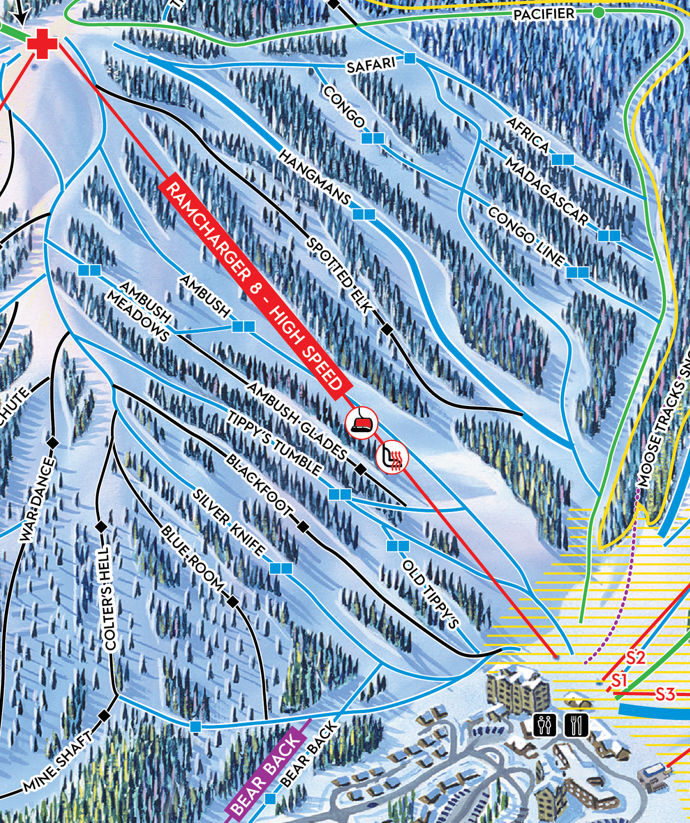 Map showing Hangman's uphill route