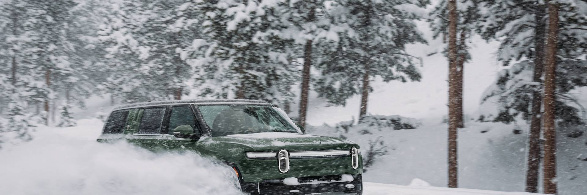 Rivian truck in snow