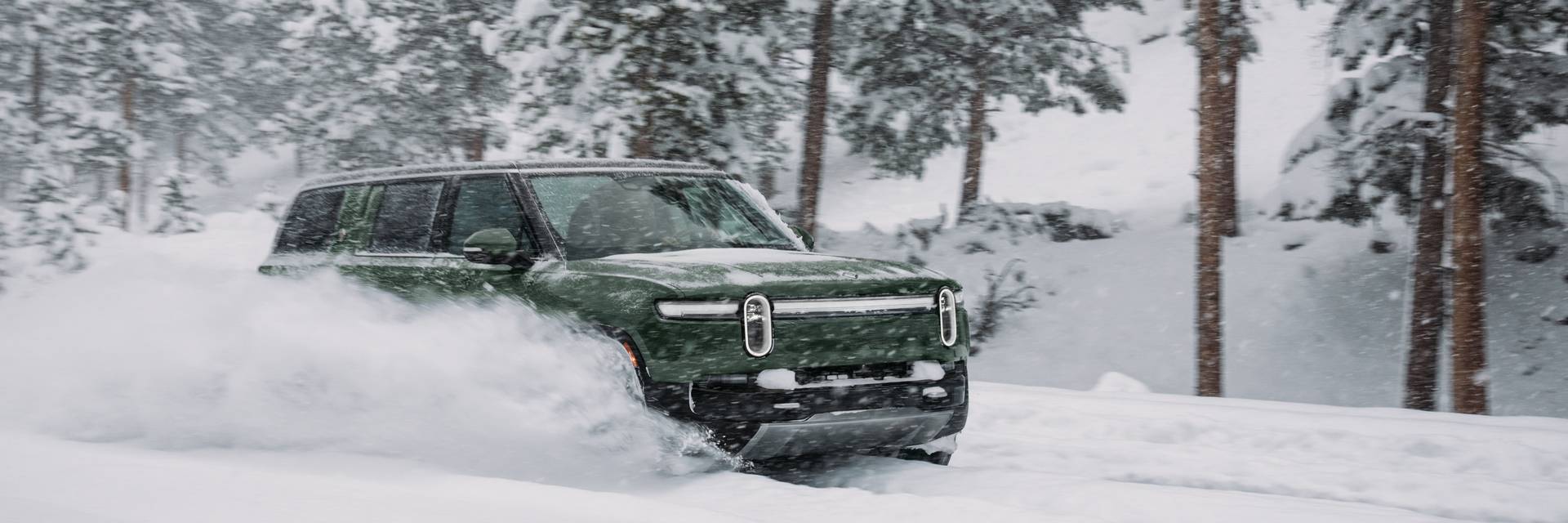 Rivian truck in snow
