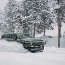 Rivian truck in snow