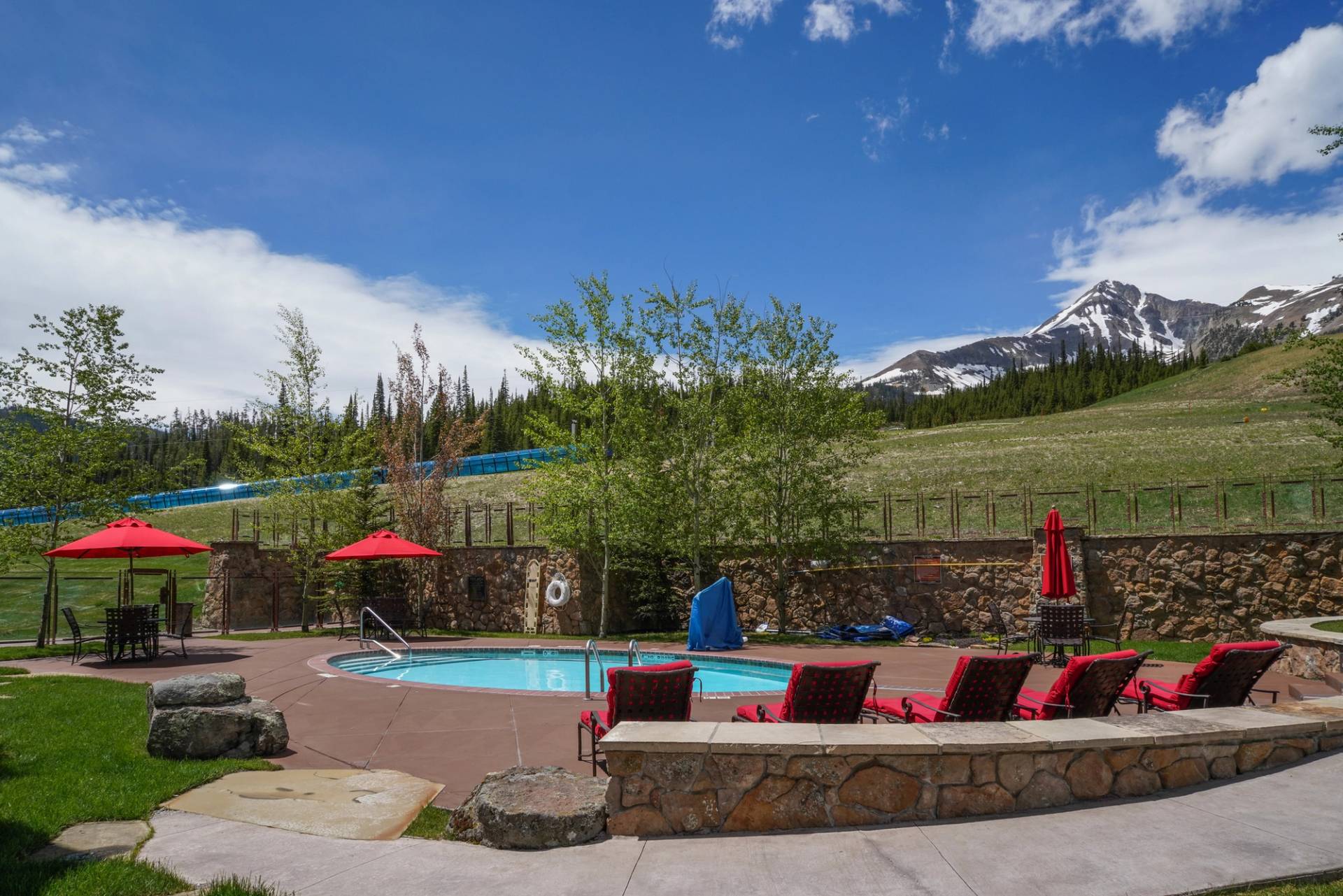 Village Center pool in summer