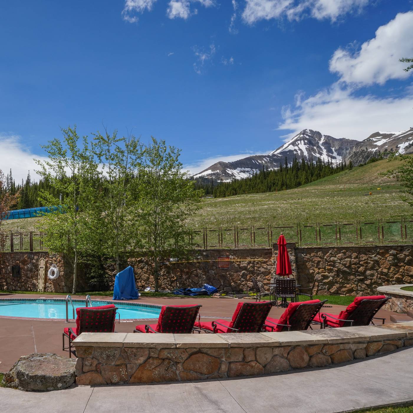 Village Center pool in summer