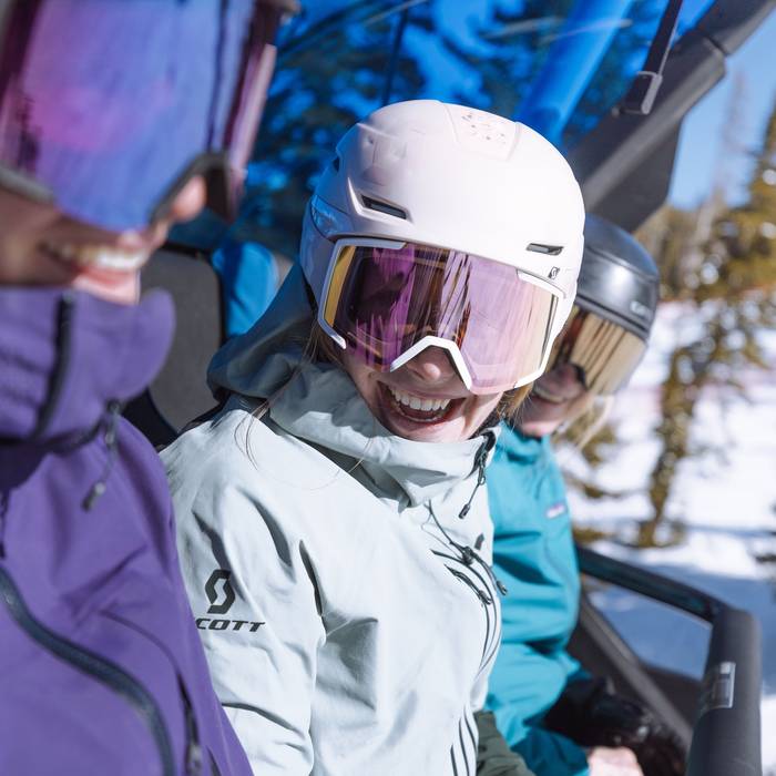 Group of women in ski gear on a chairlift