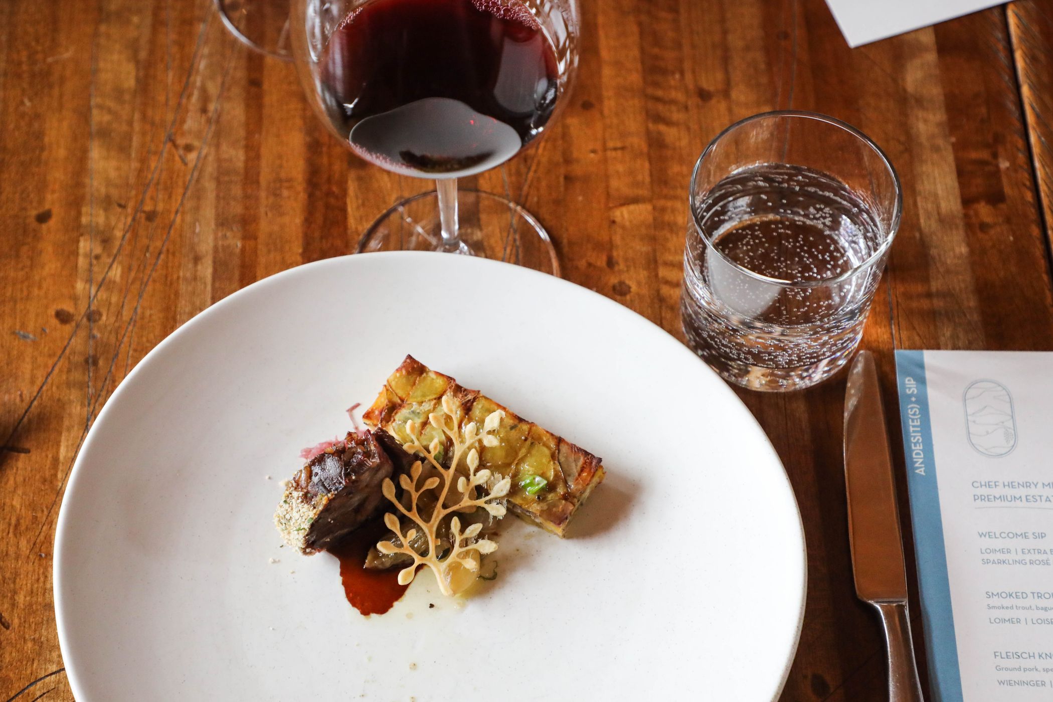 Food and wine paired meal