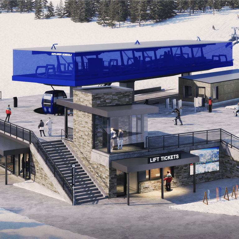 Rendering of the new Explorer Gondola lower terminal