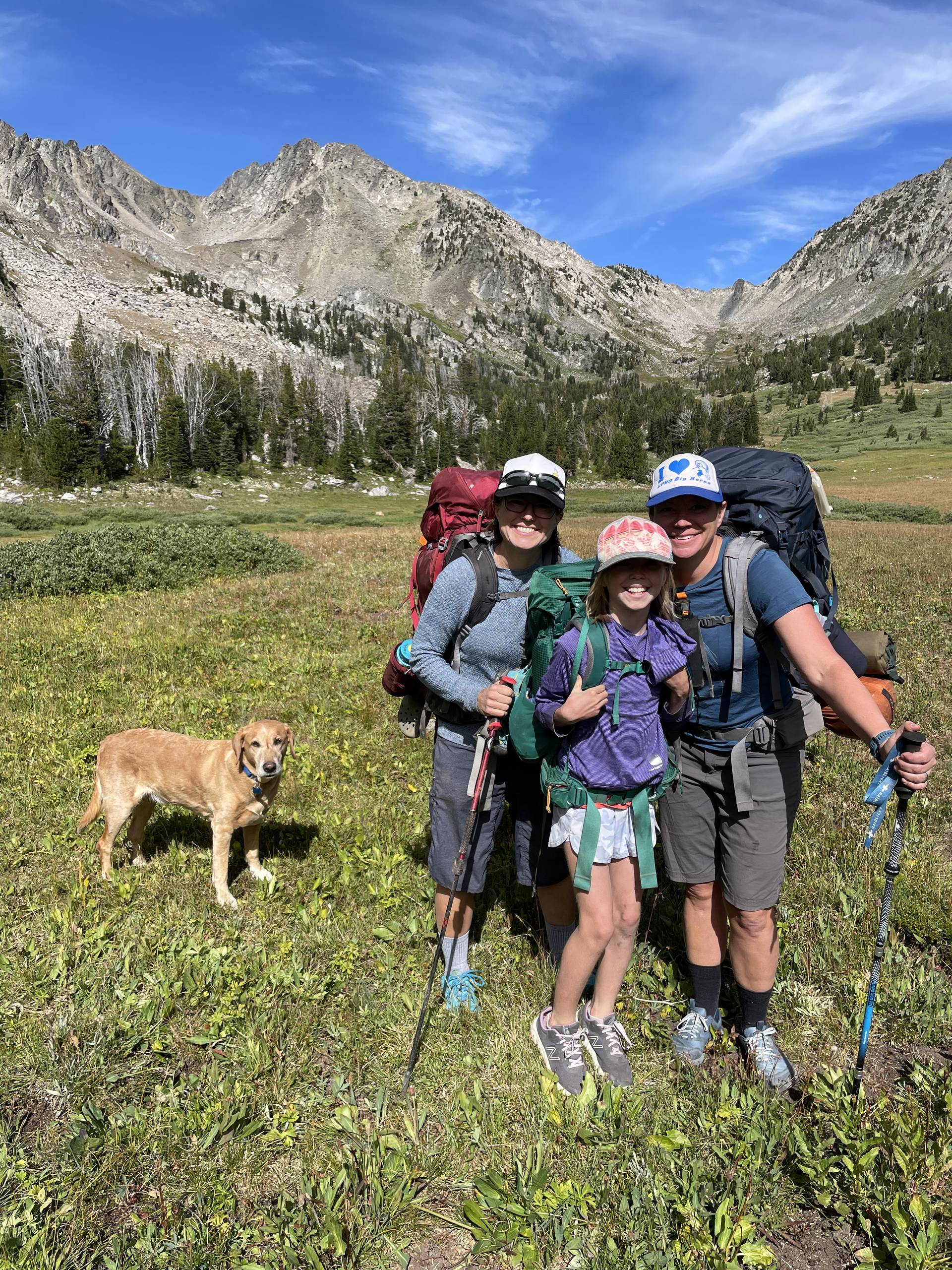 Christine and her family backpacking