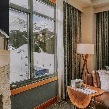 Hotel room with a view of the slopes