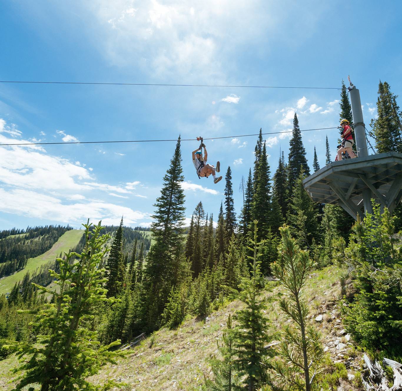 Summer ziplines at Big Sky Resort, Montana