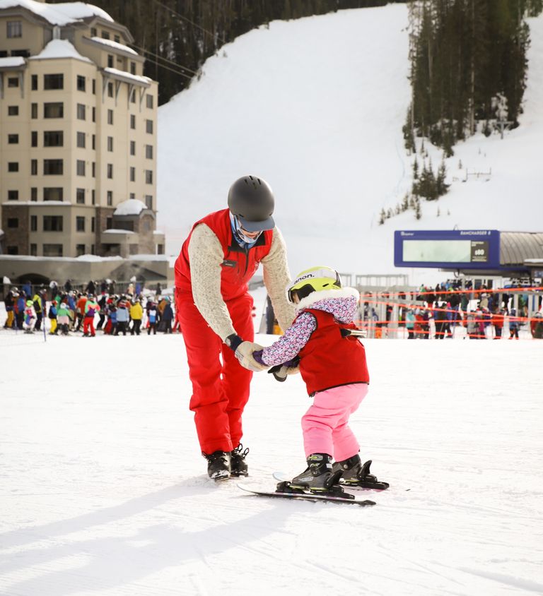 Young skier in a private lesson