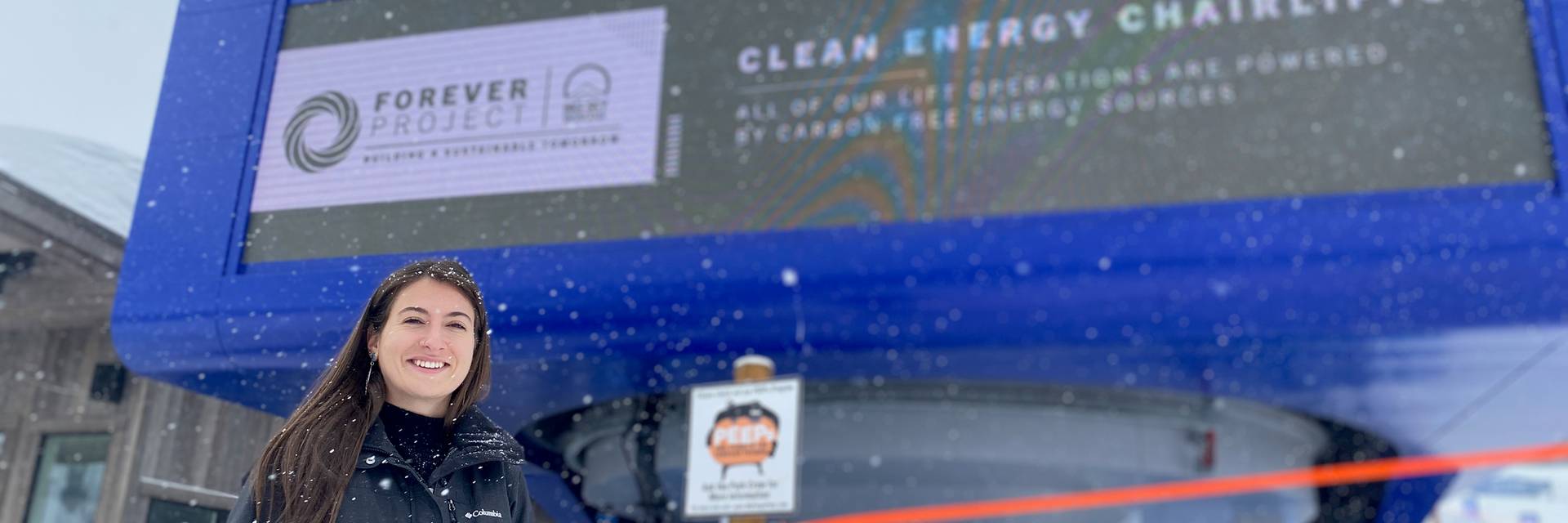 Amy Fonte in front of a chairlift