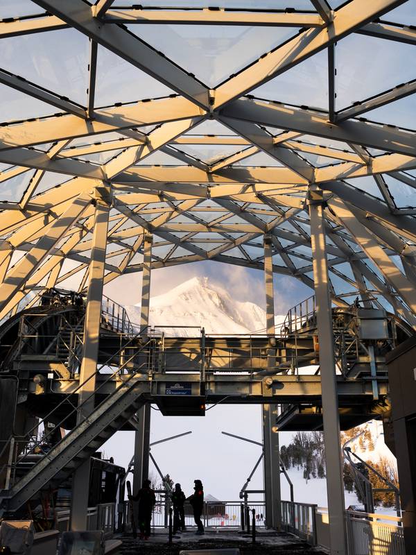 Inside the Lone Peak Tram lower terminal