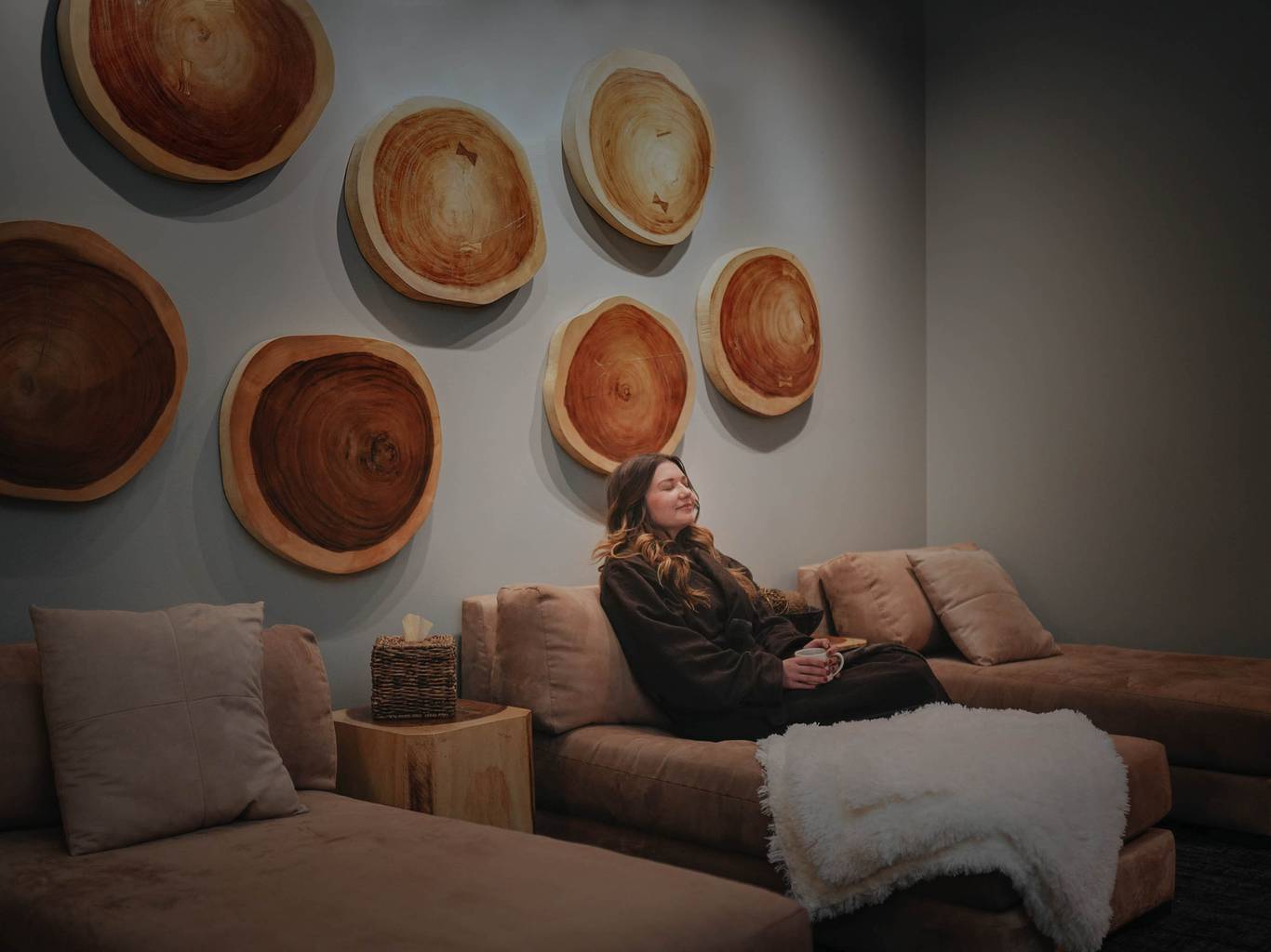 Woman relaxing at the Solace Spa at Big Sky Resort, Montana