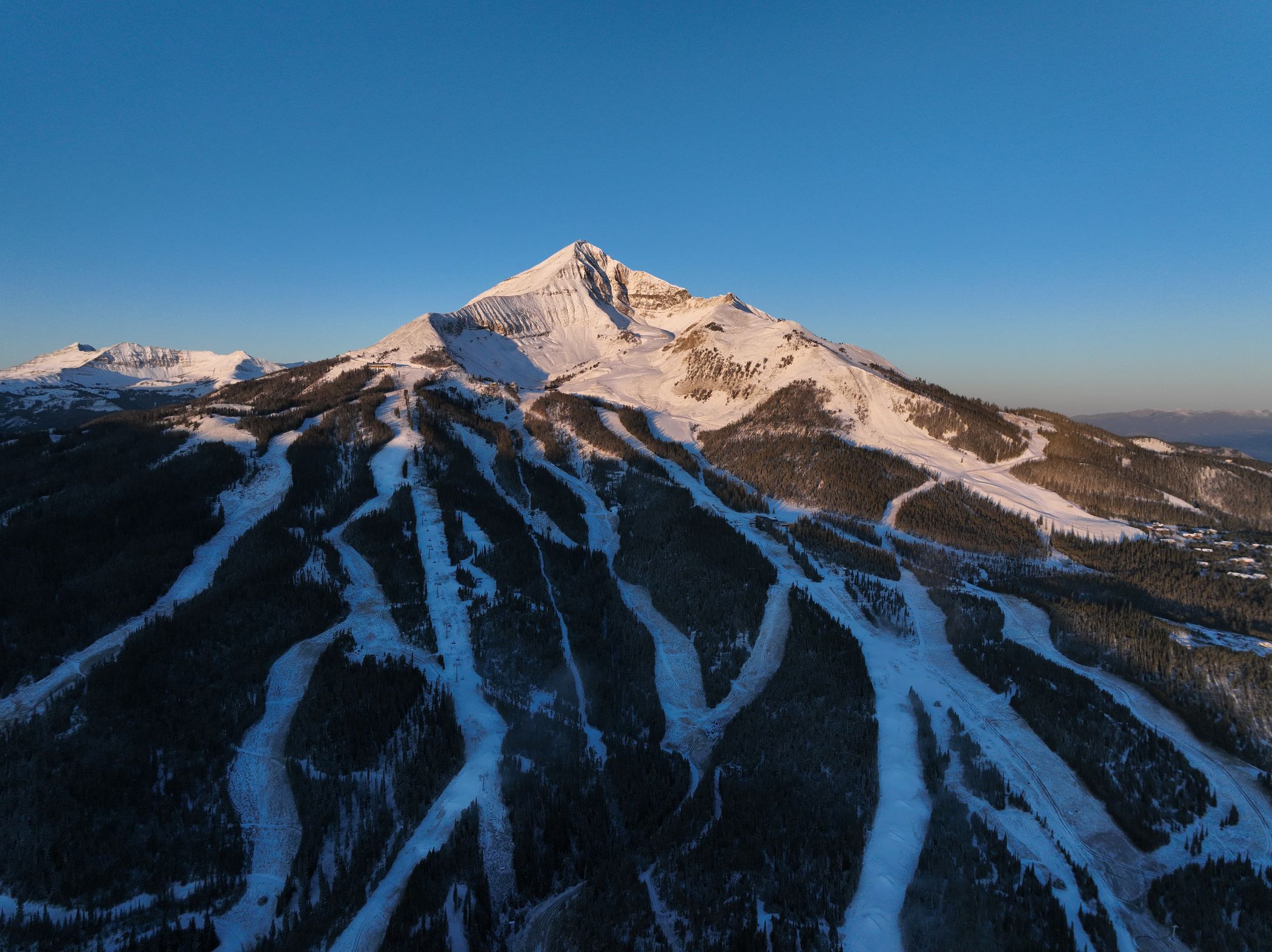 Sunrise over Lone Mountain in winter