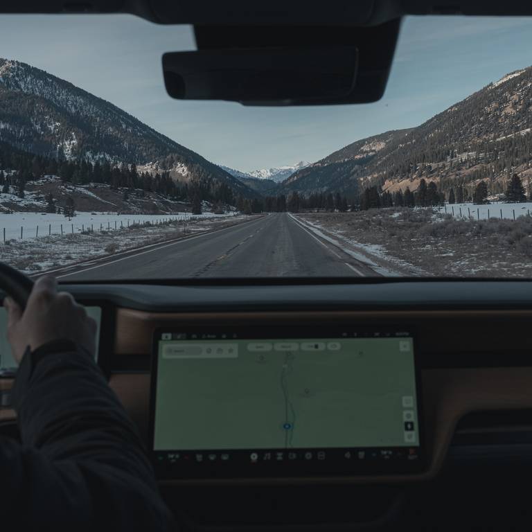Looking through the windshield of a car