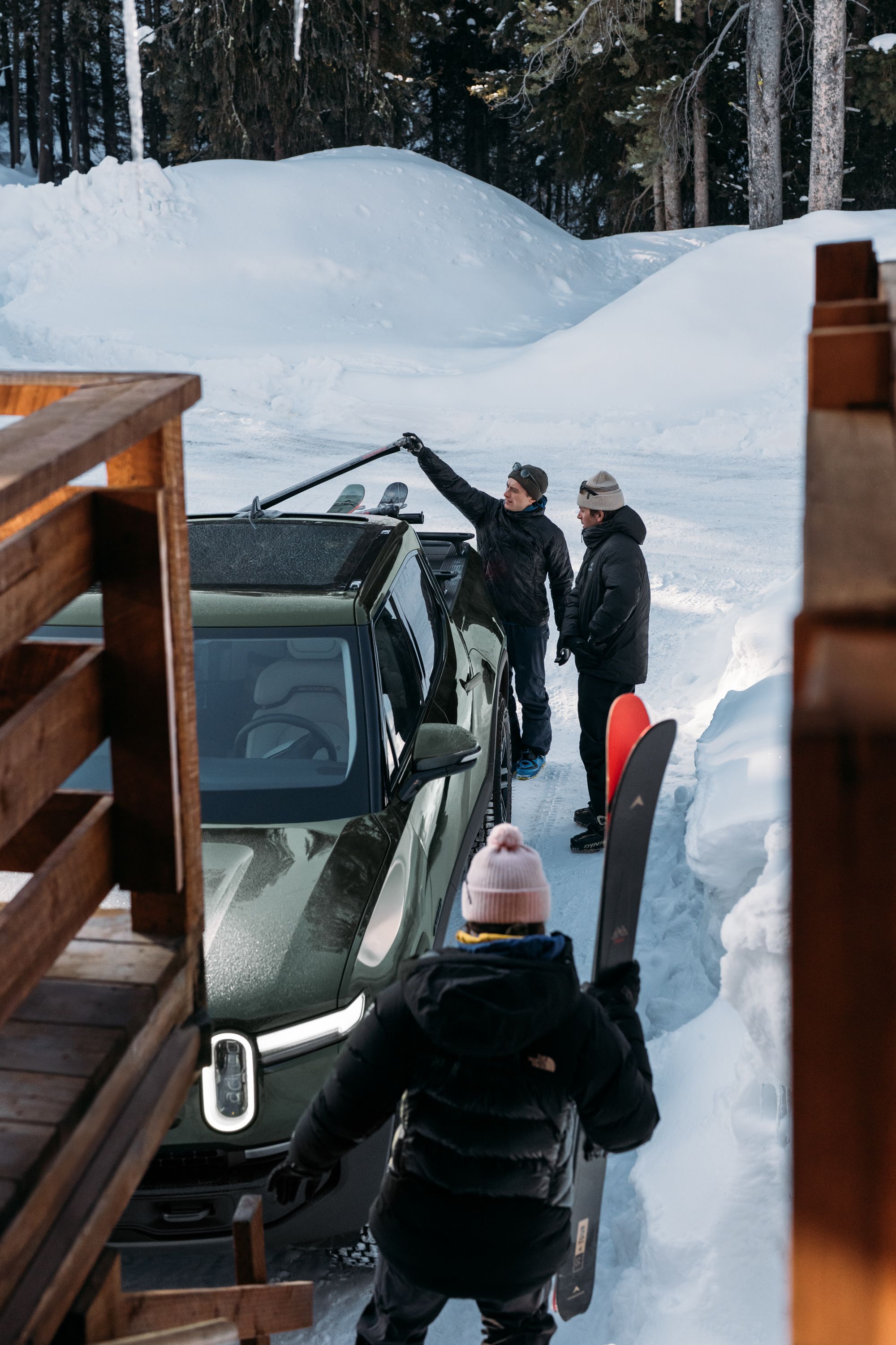 Rivian truck in snow