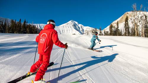 Skier in a private experience ski lesson