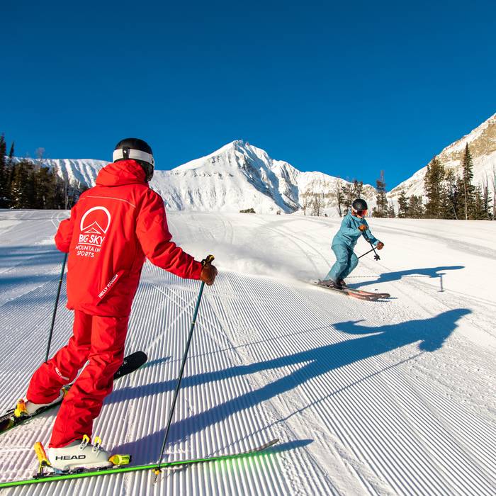 Skier in a private experience ski lesson