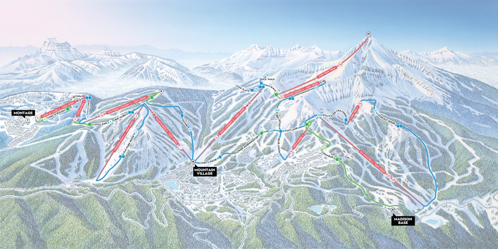 Big Sky Resort's Ski the Sky Loop Map