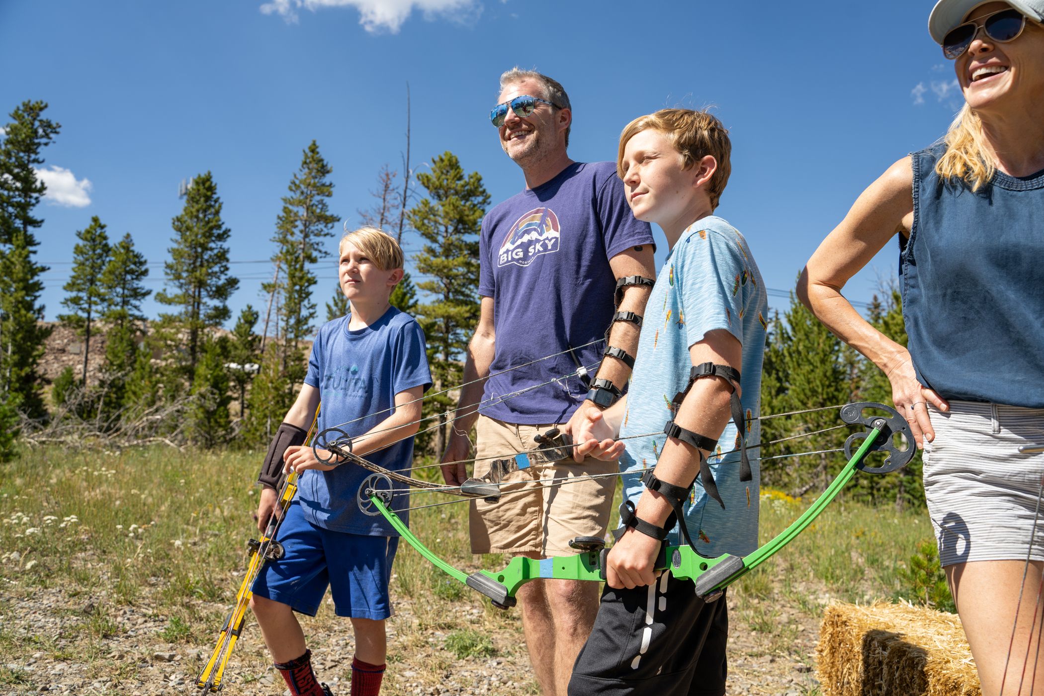 Family in the archery activity