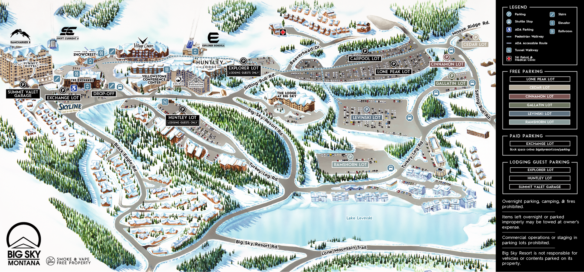 Big Sky Resort Mountain Village Parking Map