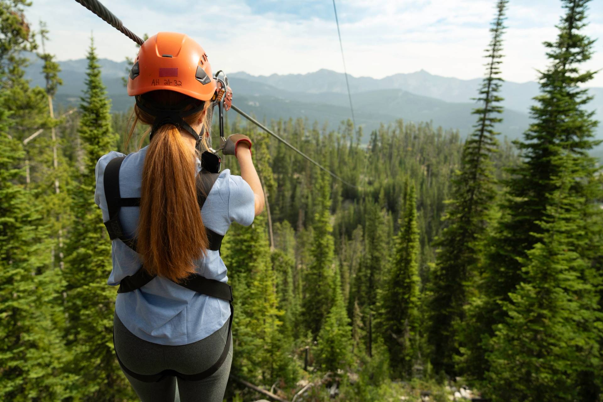 Woman on a zipline