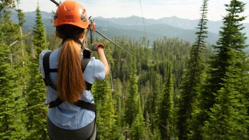 Woman on a zipline