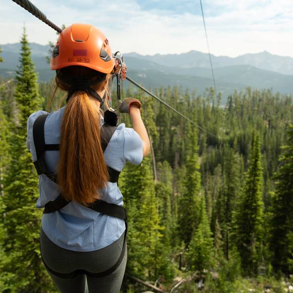 Woman on a zipline