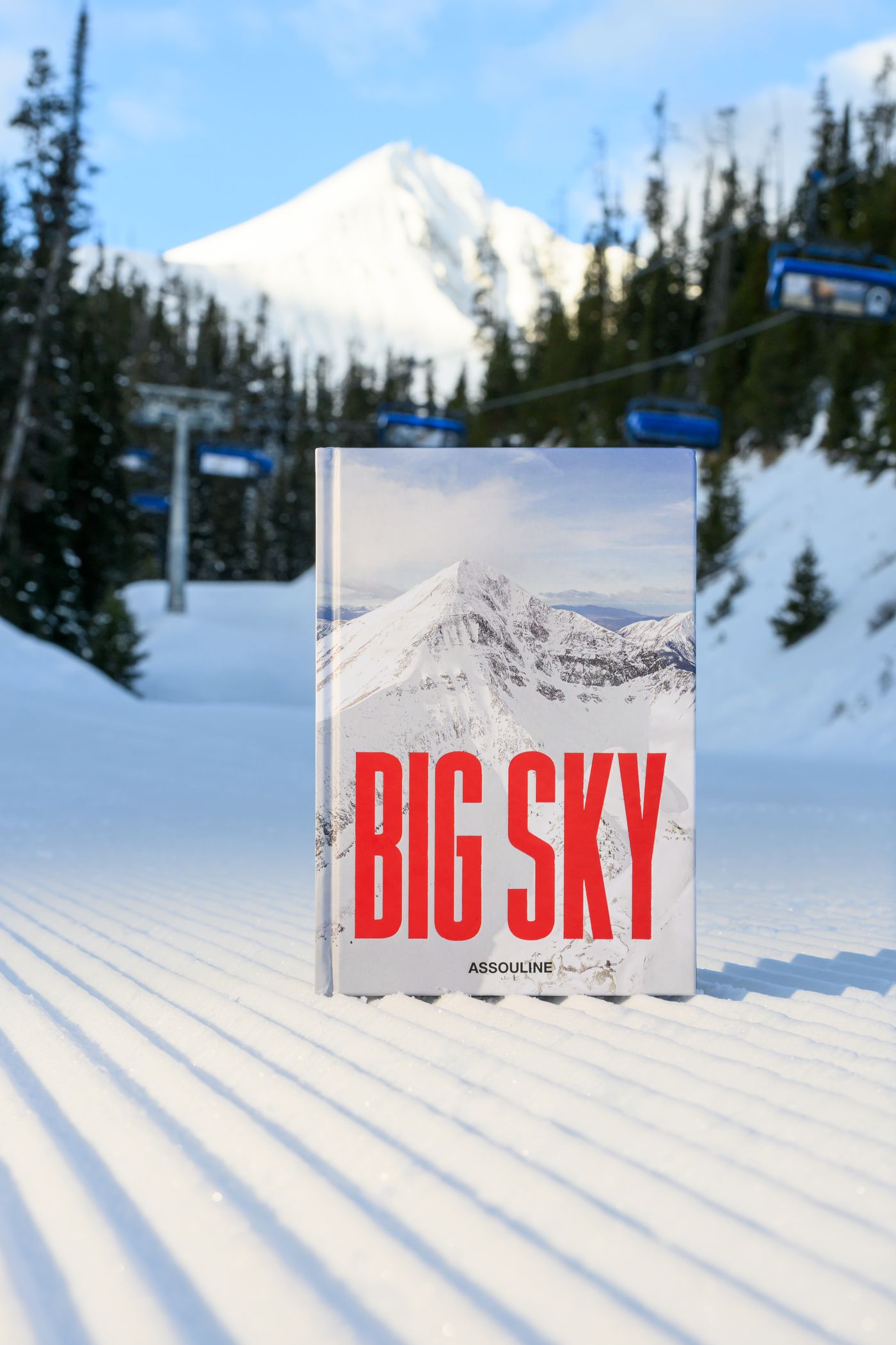 Big Sky Resort Assouline Book on a groomed run