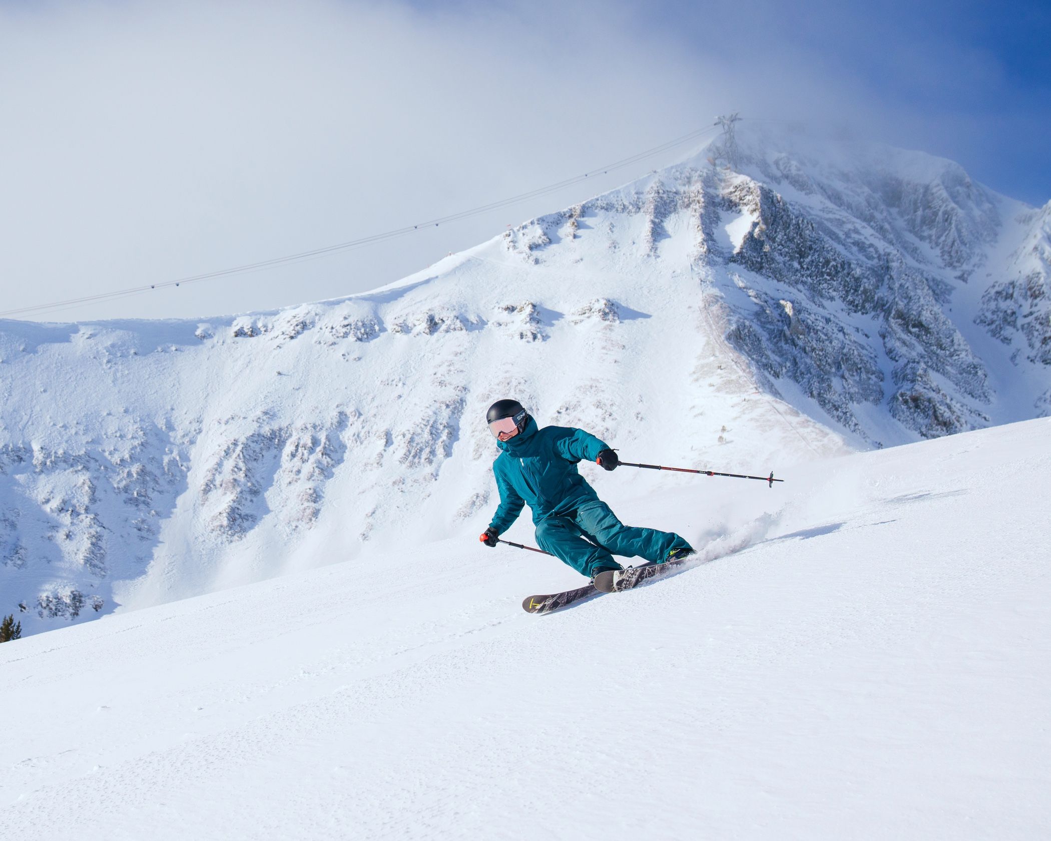 Skier on a groomed run