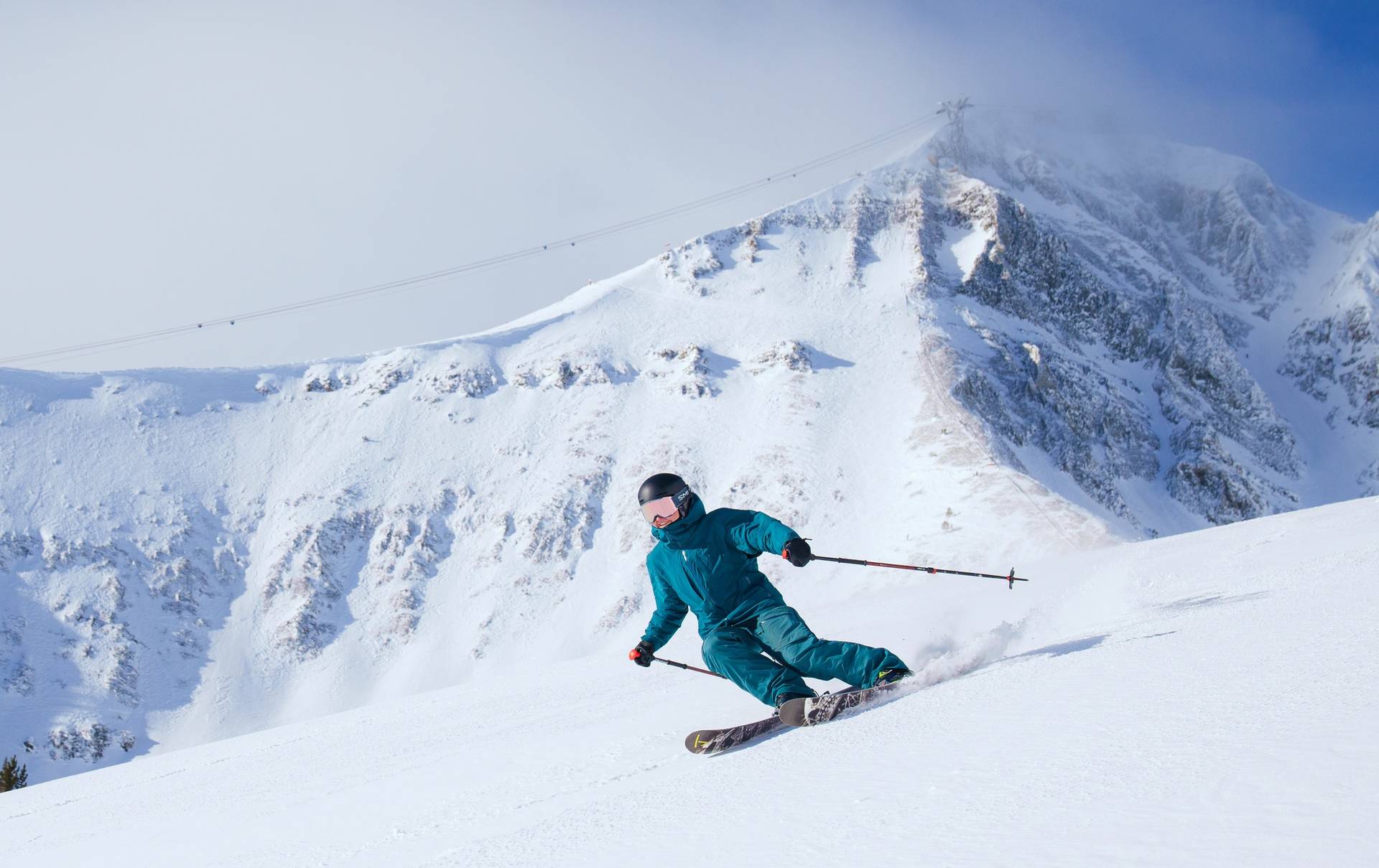 Skier on a groomed run