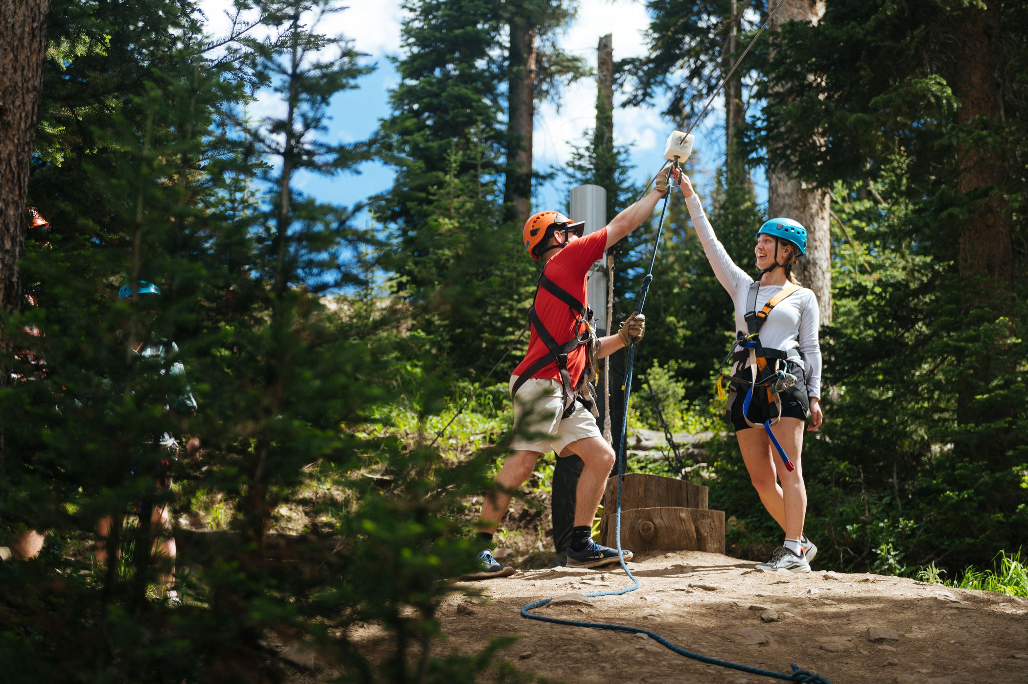 Zipline tour guide rope safety