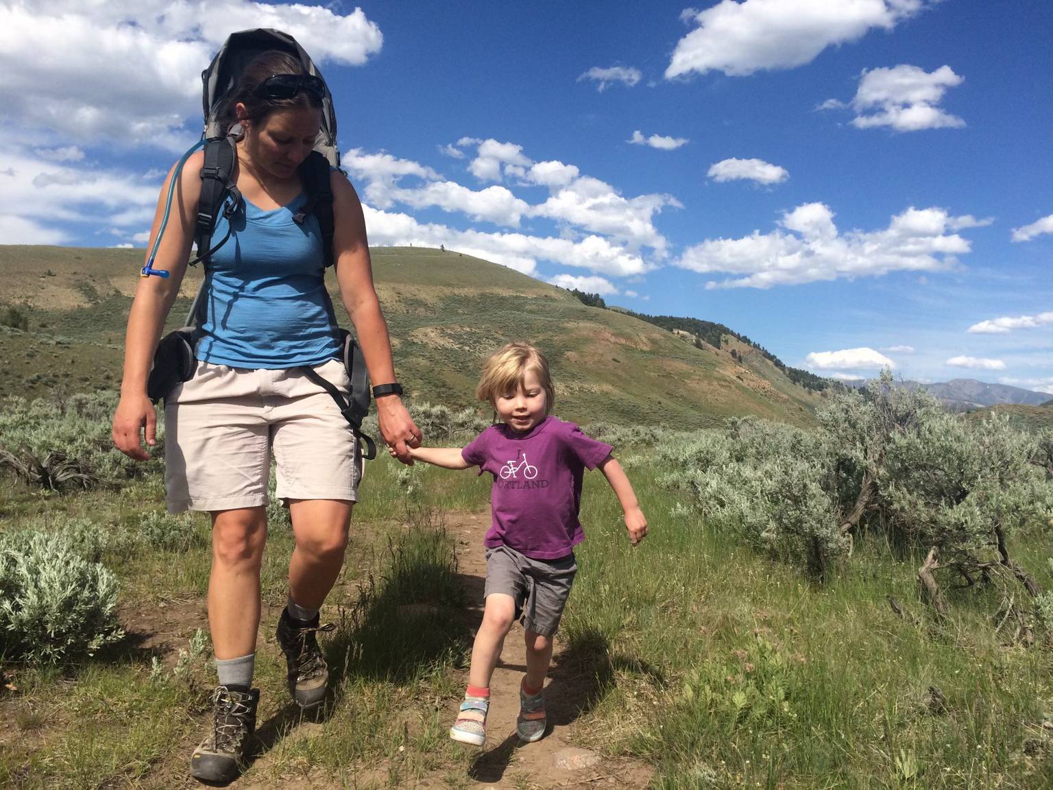 Christine backpacking with her daughter