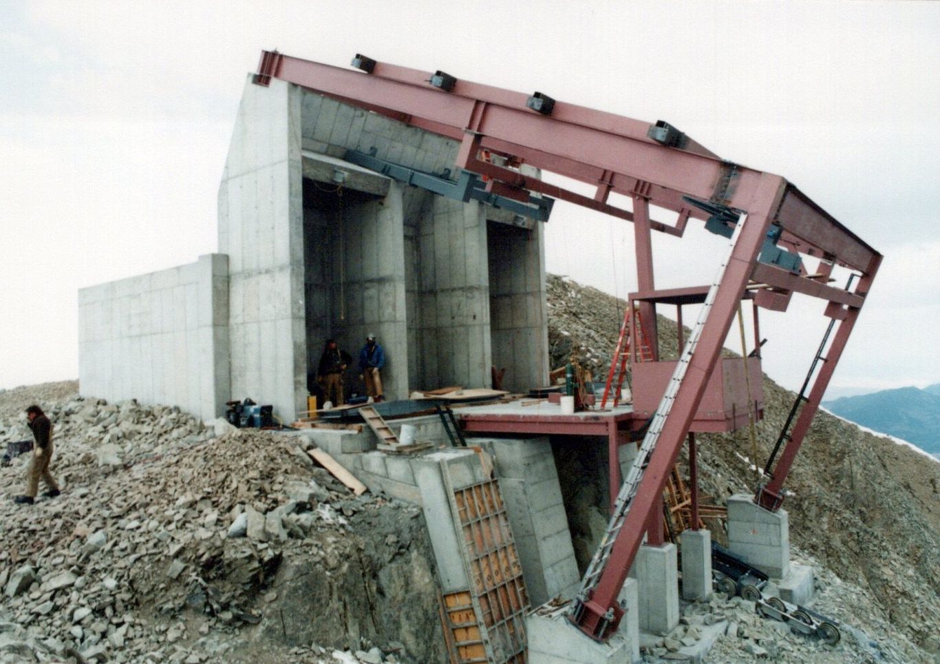 Construction of the original Lone Peak Tram, September 1995