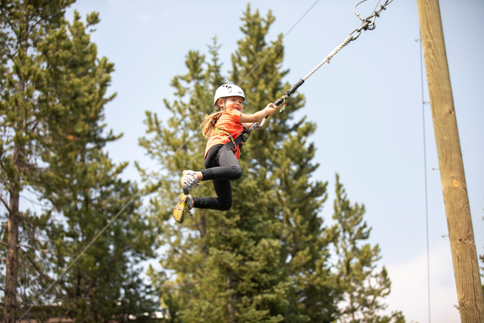 Girl on a giant swing