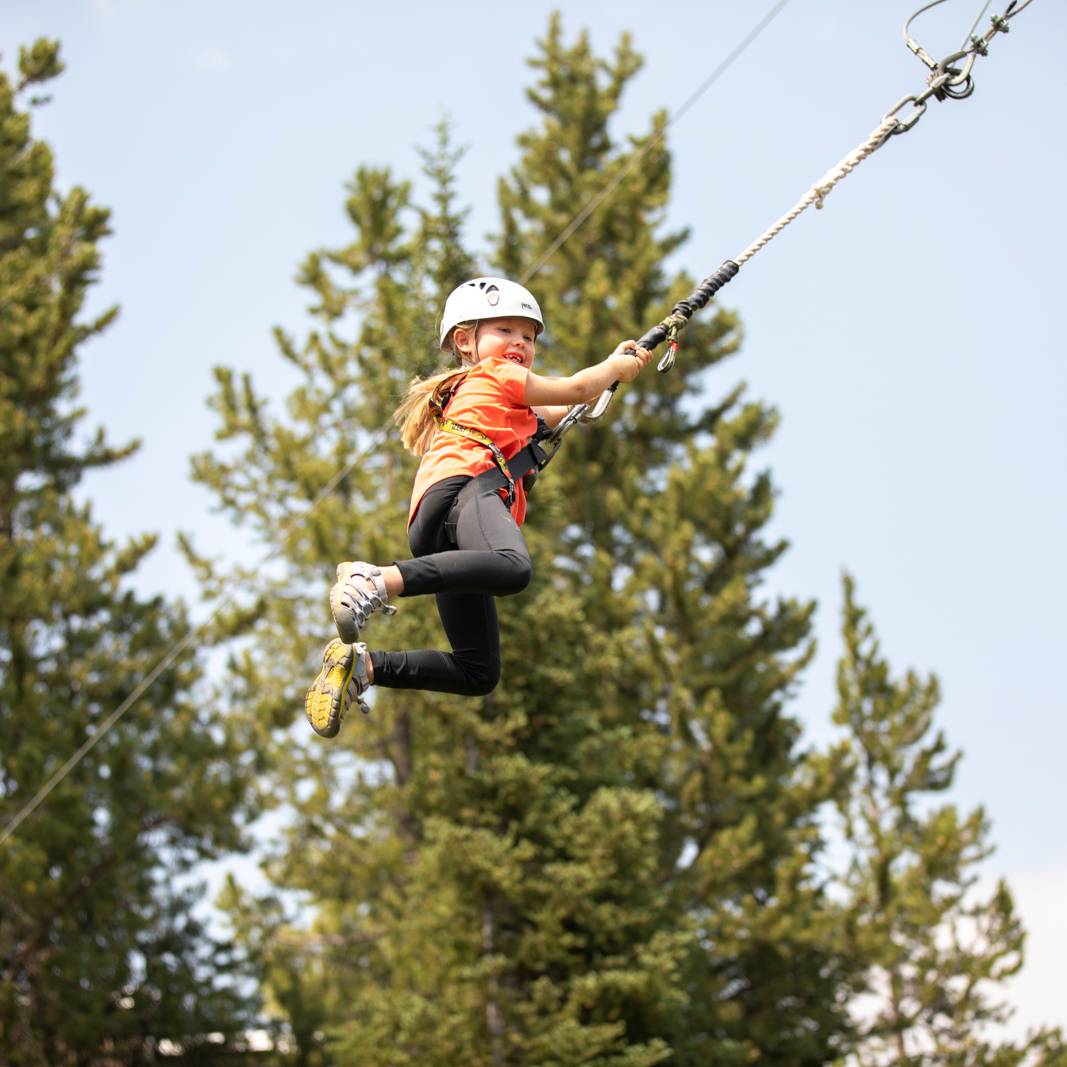 Girl on a giant swing