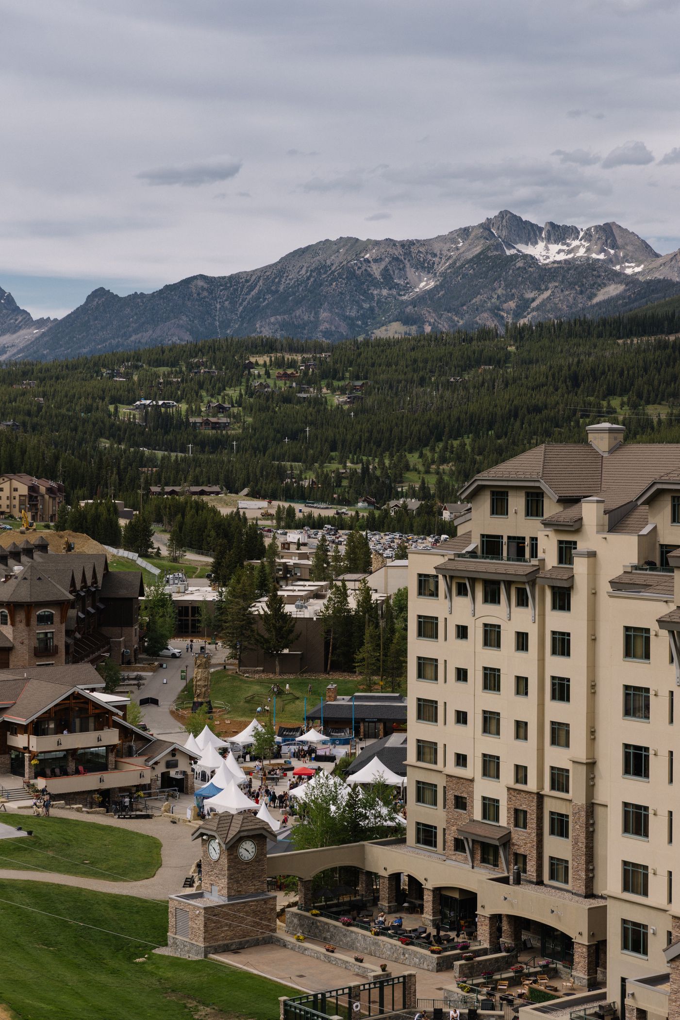 Summit Hotel and Big Sky's Mountain Village in summer