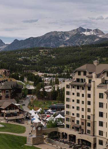Summit Hotel and Big Sky's Mountain Village in summer