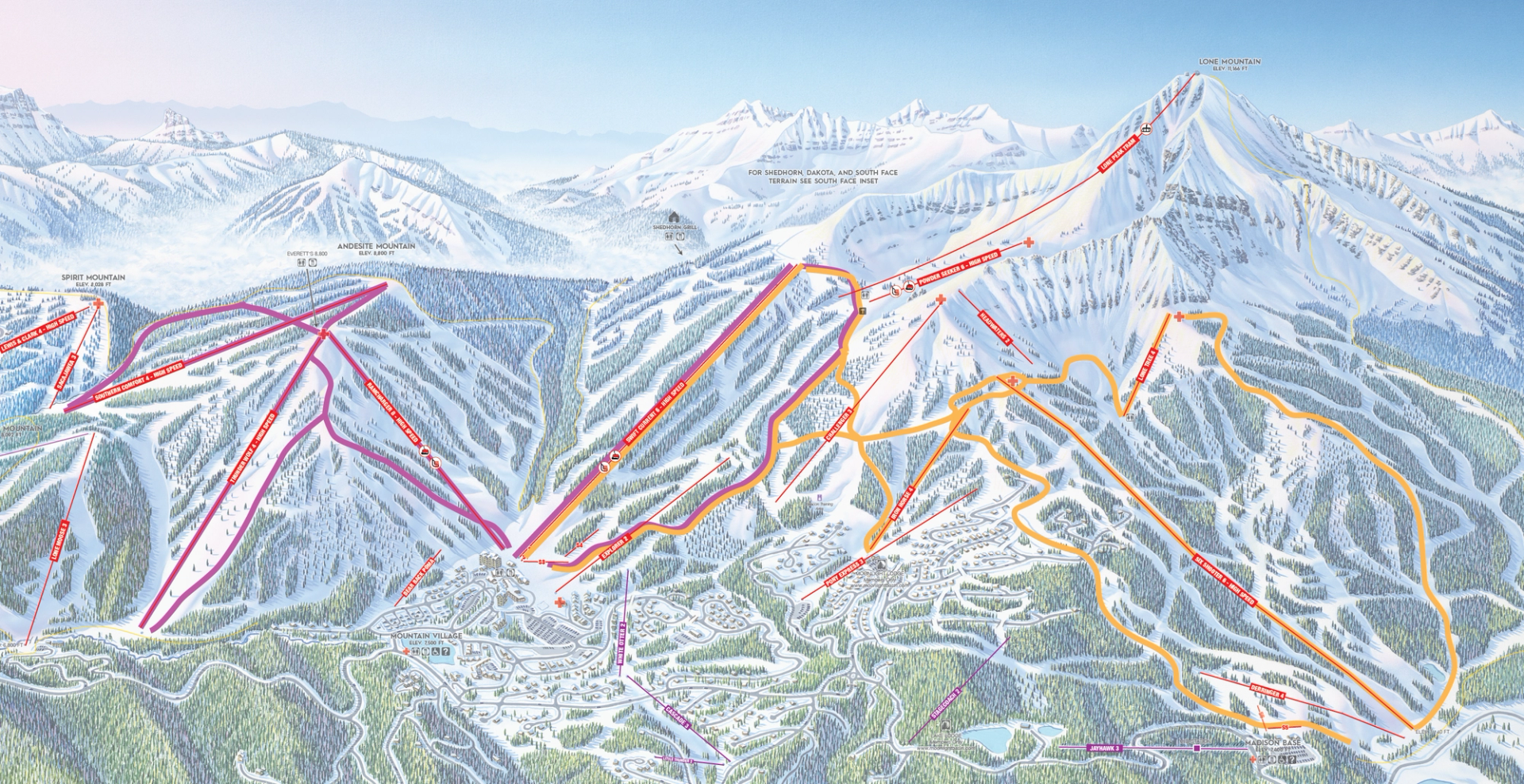 Map showing mountain host routes