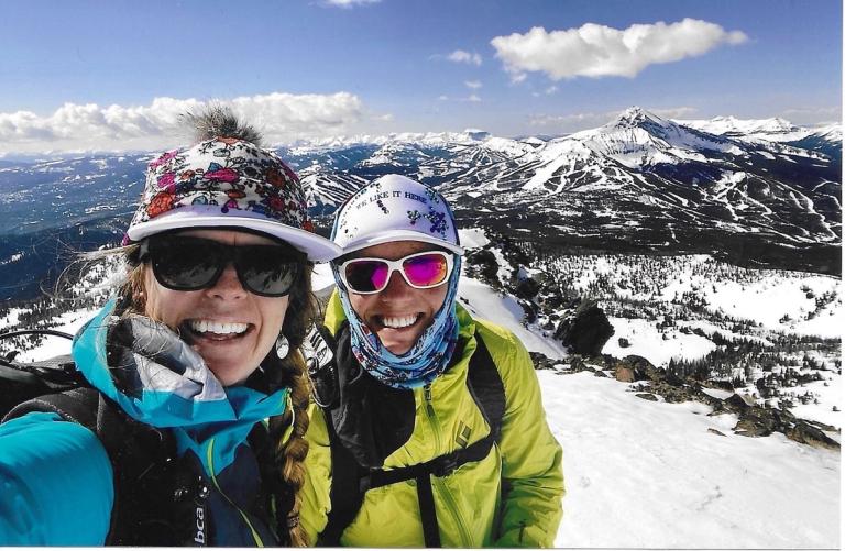 A selfie of Odie and Nancy backcountry skiing in 2021